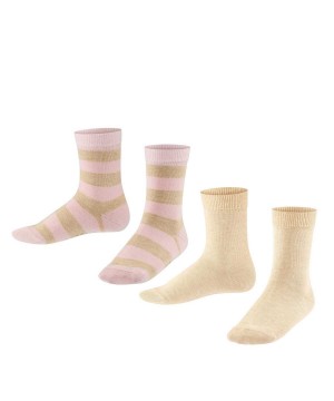 Falke Happy Stripe 2-Pack Socks Zokni Gyerek Bézs | UDOE-13547