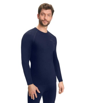 Falke Long sleeve shirt Maximum Warm Long Sleeve T-Shirts Férfi Kék | QLOW-73285