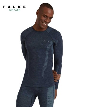 Falke Long sleeve shirt Wool-Tech Long Sleeve T-Shirts Férfi Kék | MOTA-93214