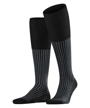 Falke Oxford Stripe Knee-high Socks Zokni Férfi Fekete | XRVT-49213