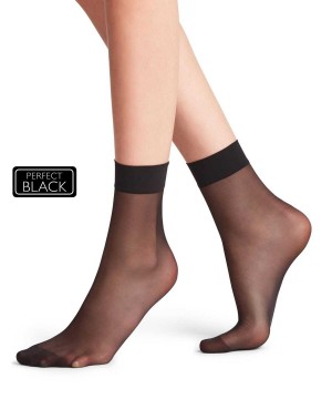 Falke Seidenglatt 15 DEN Ankle socks Zokni Női Fekete | APGQ-20148