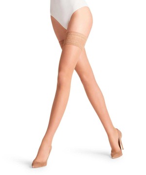 Falke Seidenglatt 15 DEN Stay-ups Thigh Highs Női Bézs | NPWT-45672