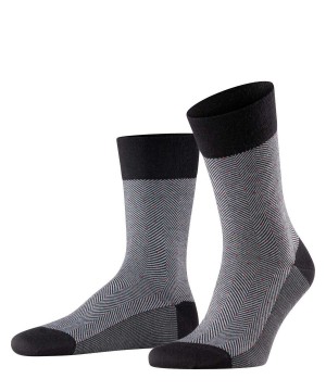 Falke Sensitive Herringbone Socks Zokni Férfi Fekete | NORB-57896