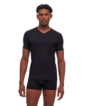 Falke T-Shirt V-neck Daily Climate Control Rövid Ujjú Ing Férfi Fekete | OLGS-16035