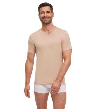 Falke T-Shirt V-neck Daily Climate Control Rövid Ujjú Ing Férfi Barna | XPEL-29716