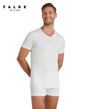 Falke T-Shirt V-neck Daily Natural Rövid Ujjú Ing Férfi Fehér | TJXR-21879