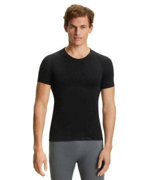 Falke T-Shirt Warm Rövid Ujjú Ing Férfi Fekete | PUYQ-48132