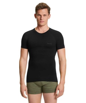 Falke T-Shirt Wool-Tech Light Rövid Ujjú Ing Férfi Fekete | YJVB-71269