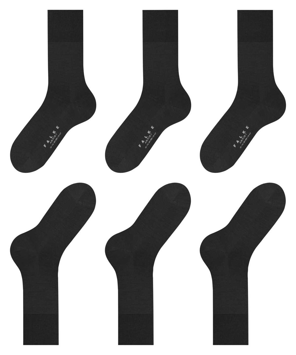 Falke Airport 3-Pack Socks Zokni Férfi Fekete | PVQY-60581