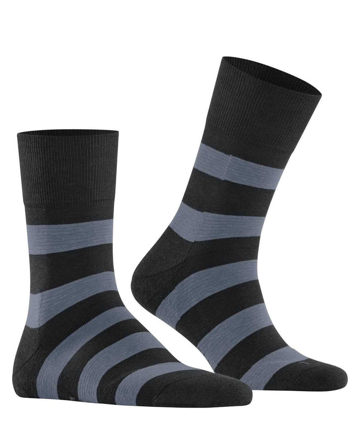 Falke Block Stripe Socks Zokni Férfi Fekete | BKWG-69014