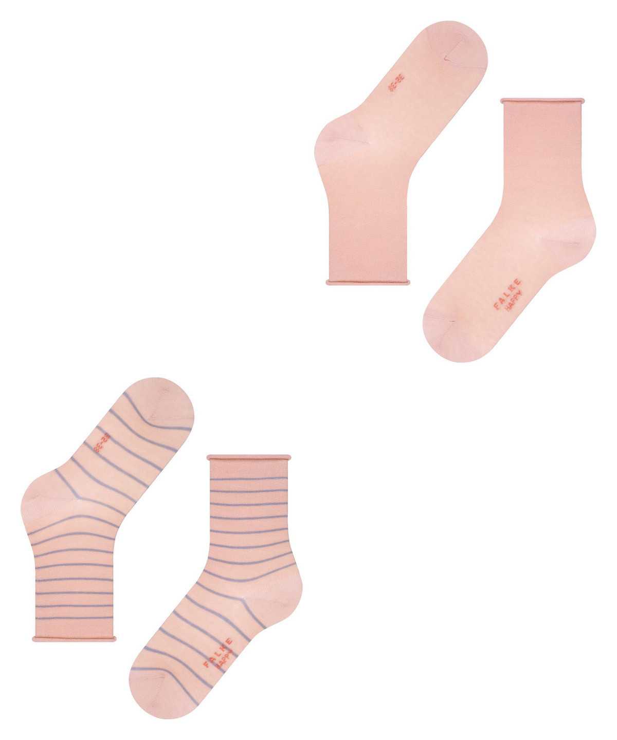 Falke Happy Stripe 2-Pack Socks Zokni Női Rózsaszín | YZGF-60542