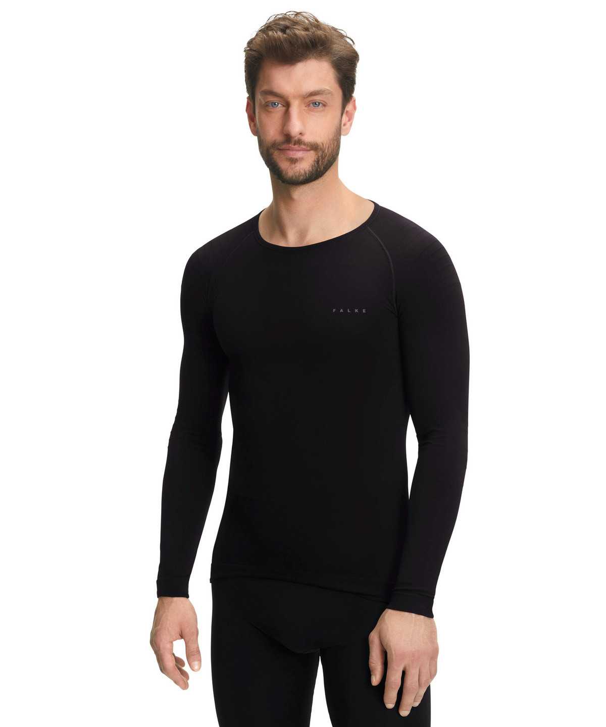 Falke Long sleeve shirt Warm Long Sleeve T-Shirts Férfi Fekete | LZFR-02953