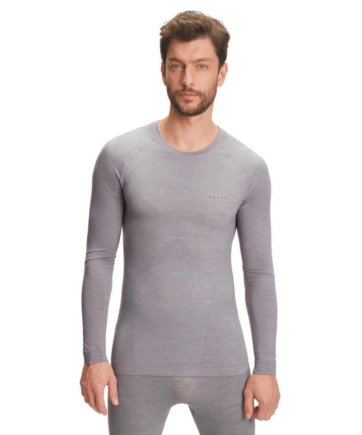 Falke Long sleeve shirt Wool-Tech Light Long Sleeve T-Shirts Férfi Szürke | NAWB-32904