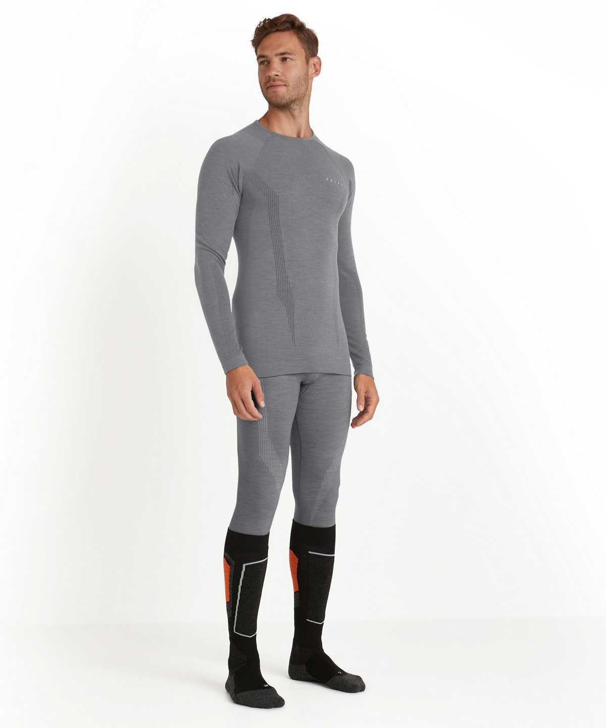 Falke Long sleeve shirt Wool-Tech Long Sleeve T-Shirts Férfi Szürke | NEWM-58609