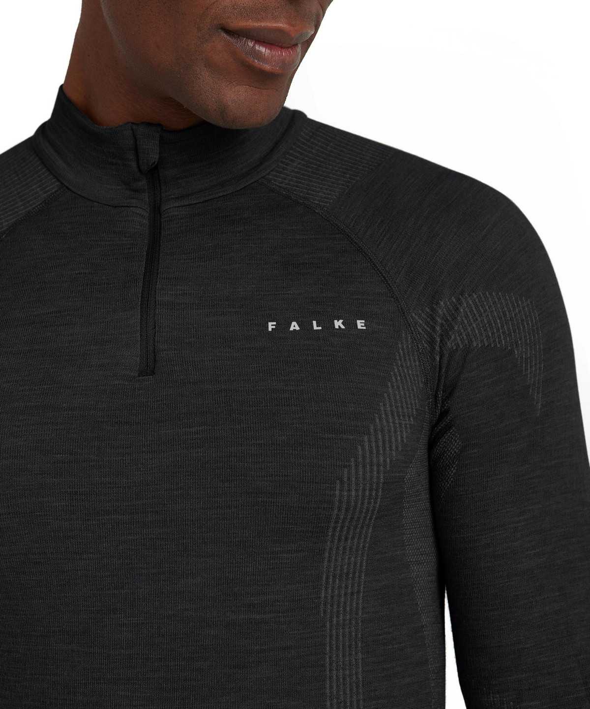 Falke Long sleeve shirt Wool-Tech Long Sleeve T-Shirts Férfi Fekete | NRQL-53714