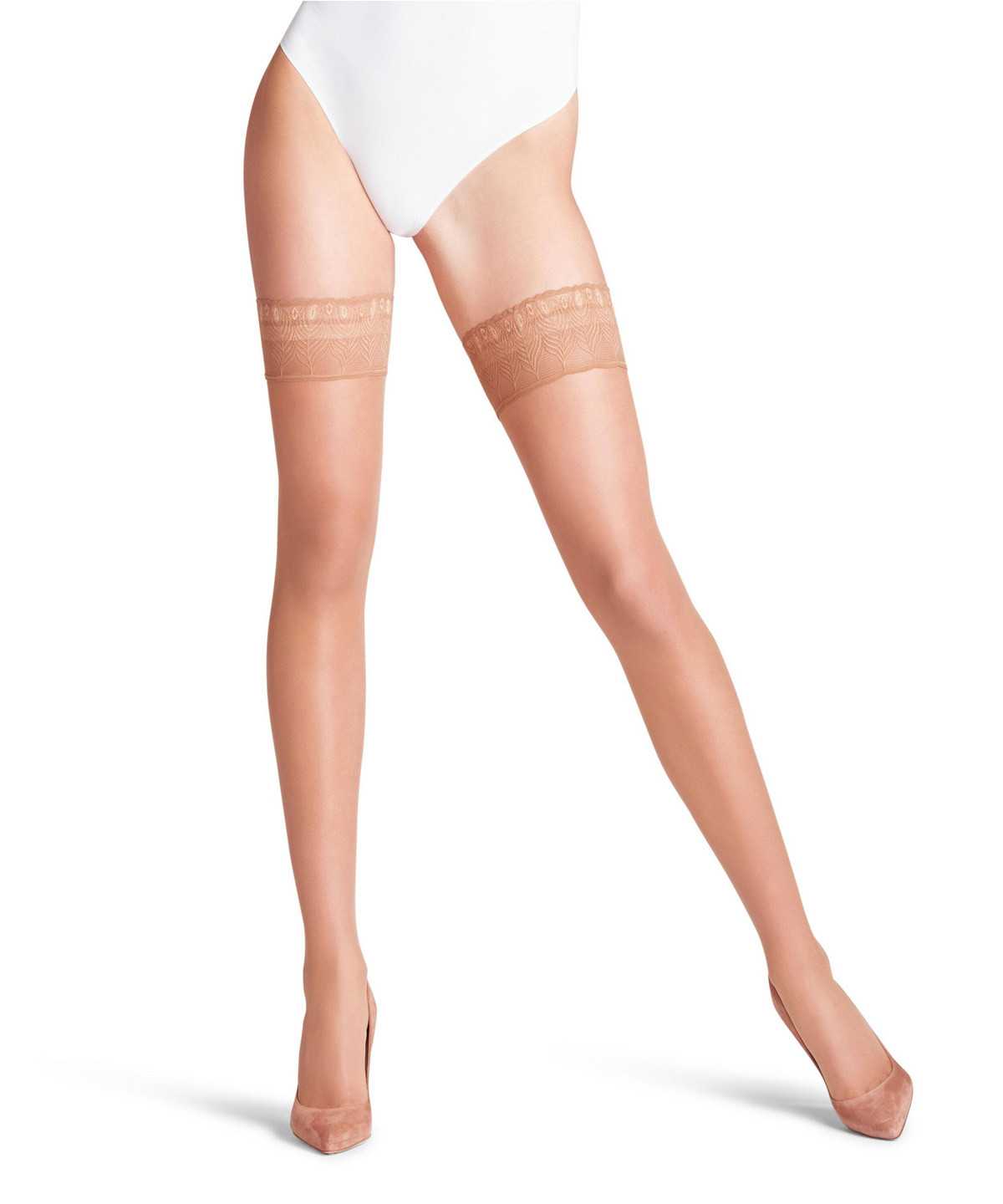 Falke Lunelle 8 DEN Stay-ups Thigh Highs Női Bézs | MOIC-91254