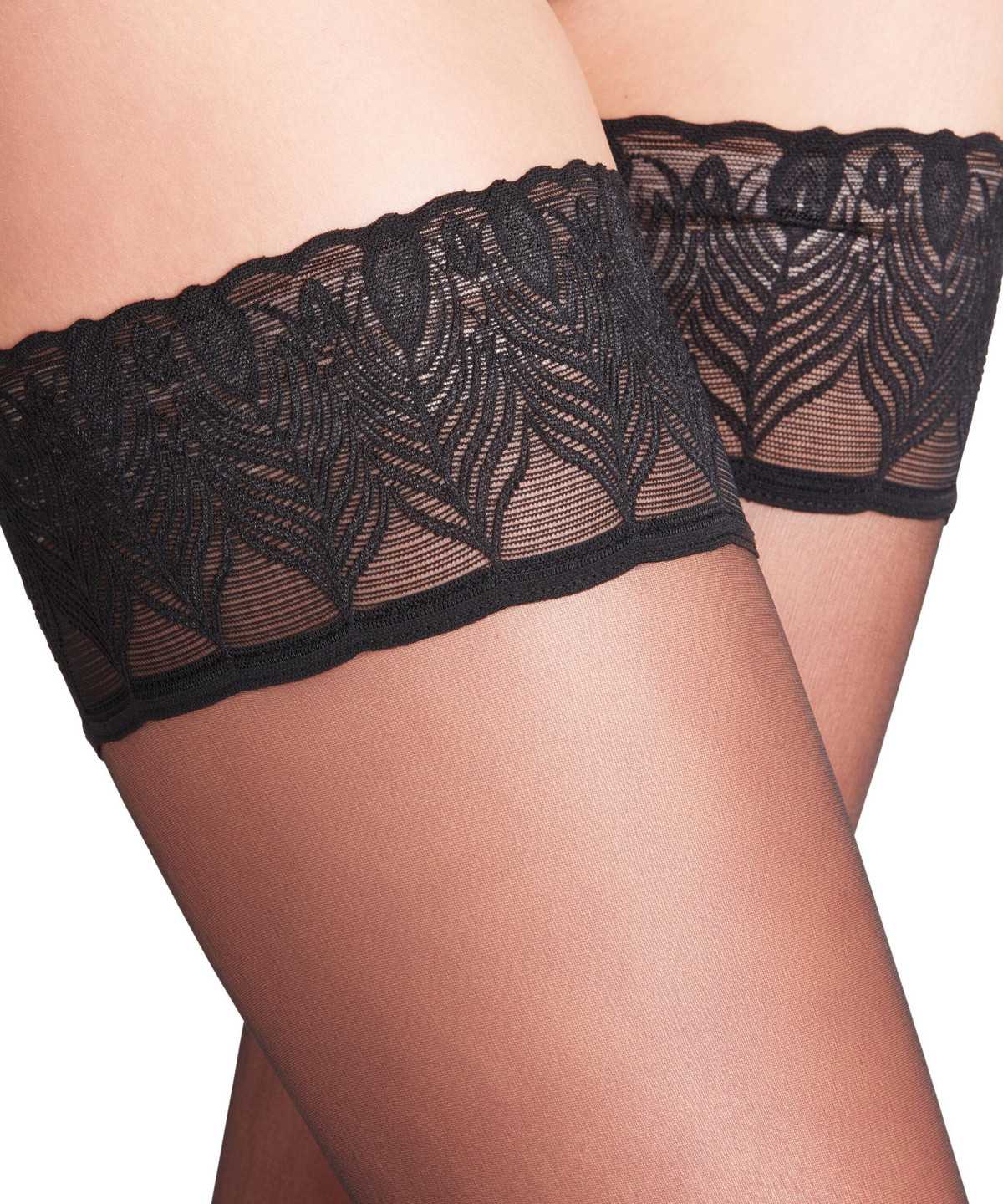 Falke Lunelle 8 DEN Stay-ups Thigh Highs Női Fekete | XJTK-15802