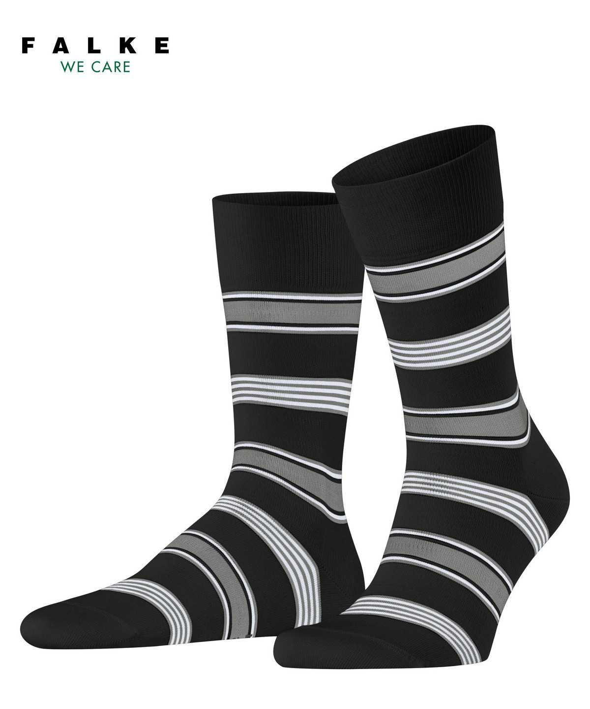 Falke Marina Stripe Socks Zokni Férfi Fekete | JNAE-23769