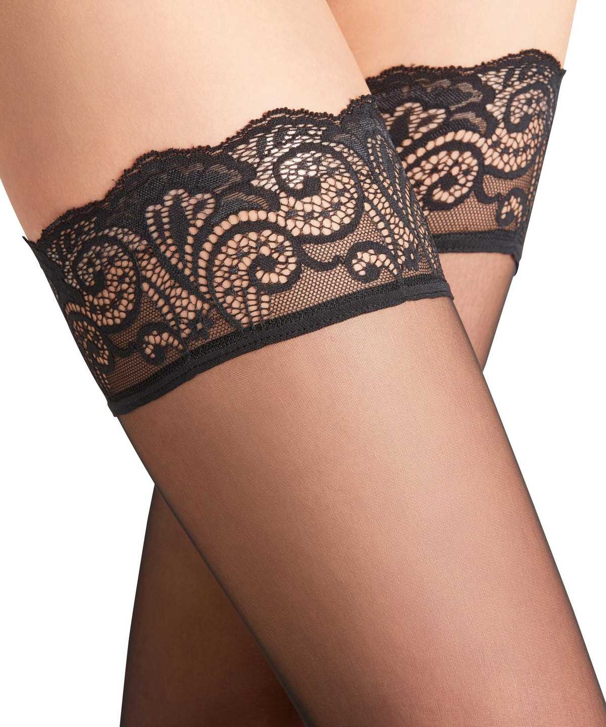 Falke Matt Deluxe 20 DEN Stay-ups Thigh Highs Női Fekete | KYLP-91406