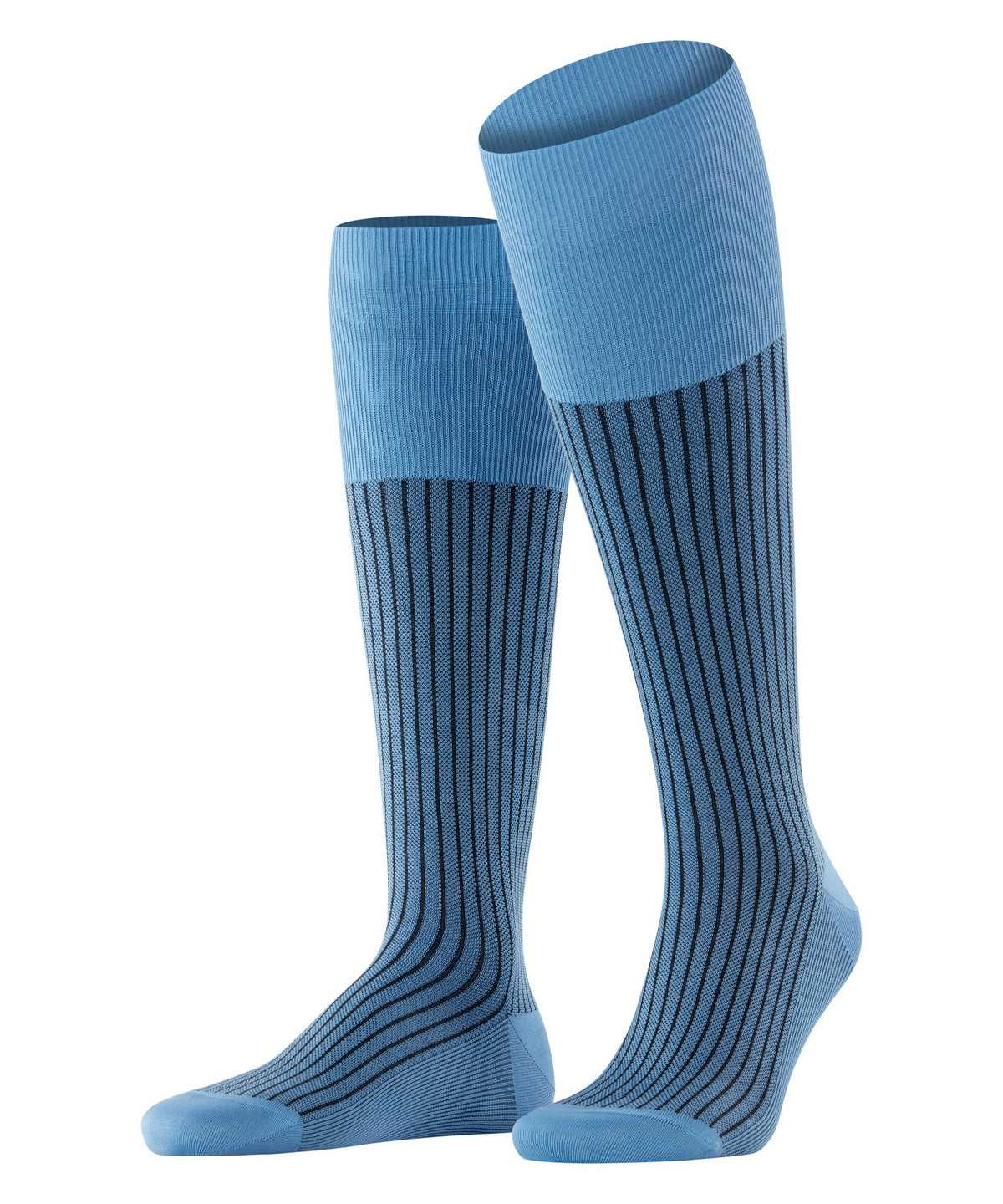 Falke Oxford Stripe Knee-high Socks Zokni Férfi Kék | RPYA-79403