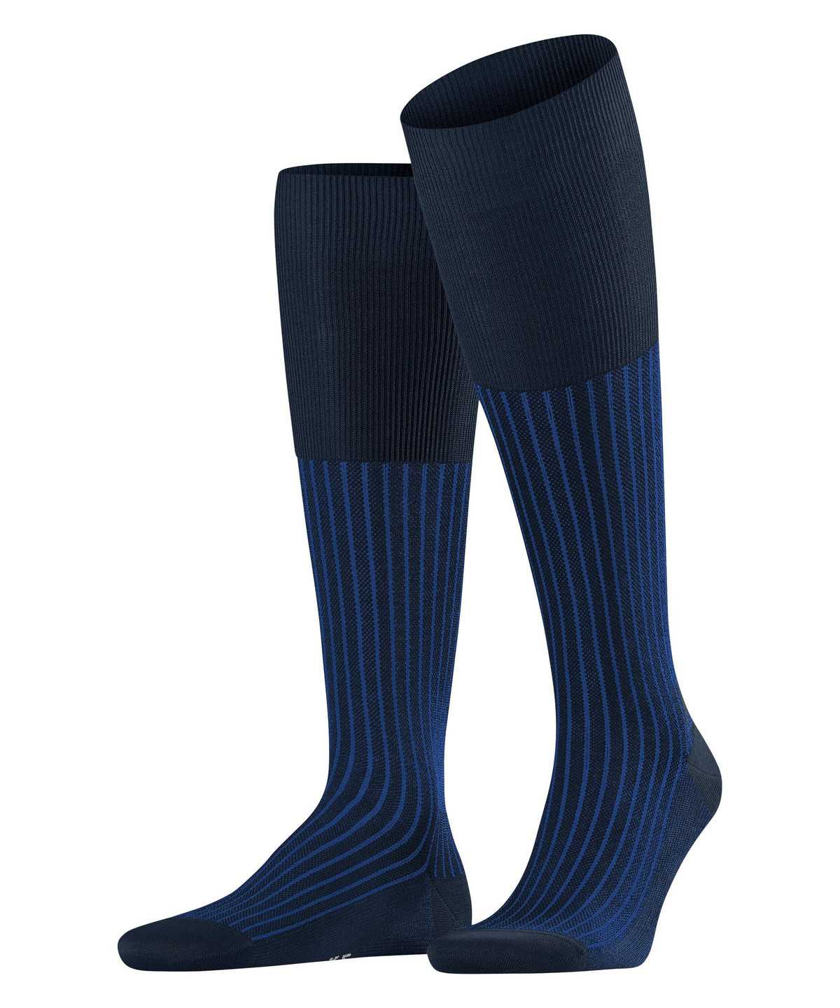 Falke Oxford Stripe Knee-high Socks Zokni Férfi Kék | QPFE-04178