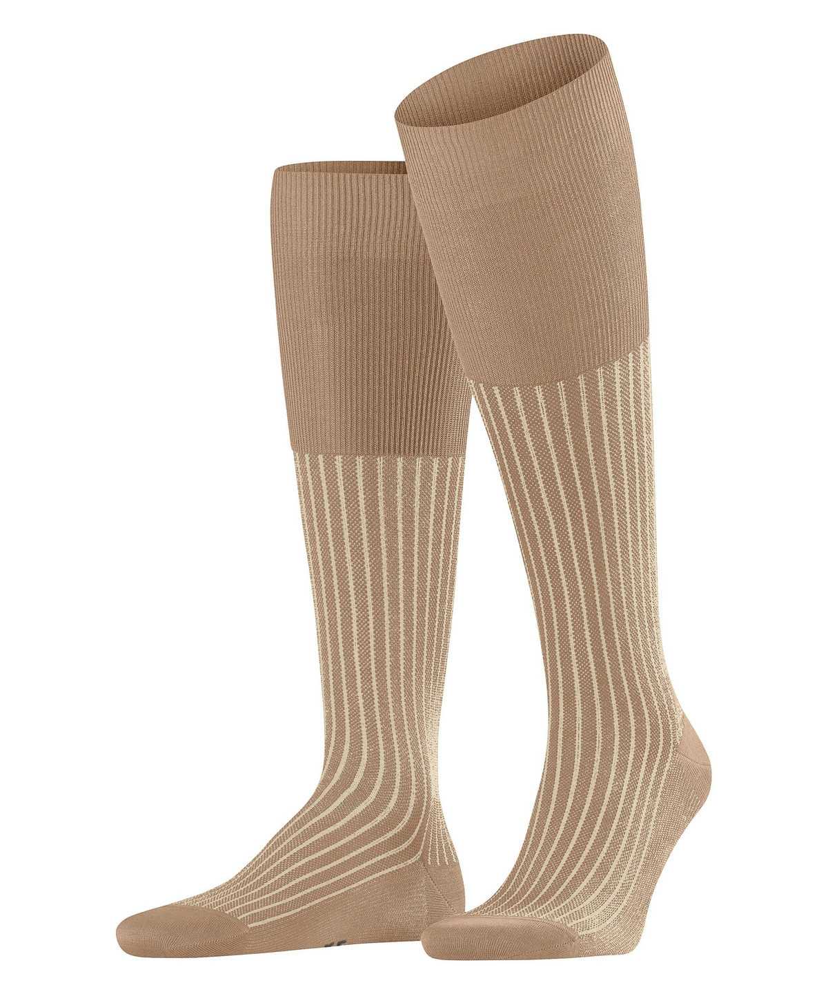 Falke Oxford Stripe Knee-high Socks Zokni Férfi Barna | ZPVB-09486