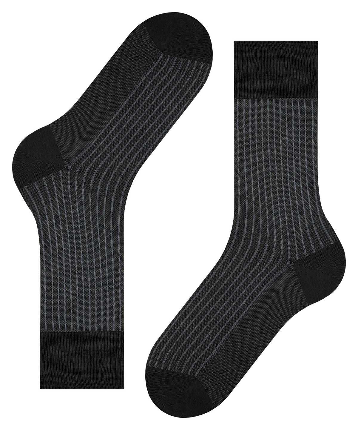 Falke Oxford Stripe Socks Zokni Férfi Fekete | RFZE-17948