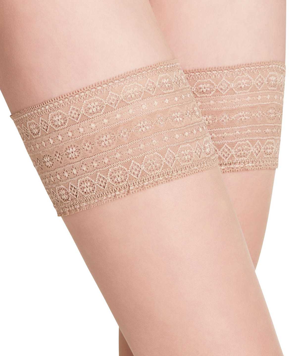 Falke Seidenglatt 15 DEN Stay-ups Thigh Highs Női Bézs | UANG-87042