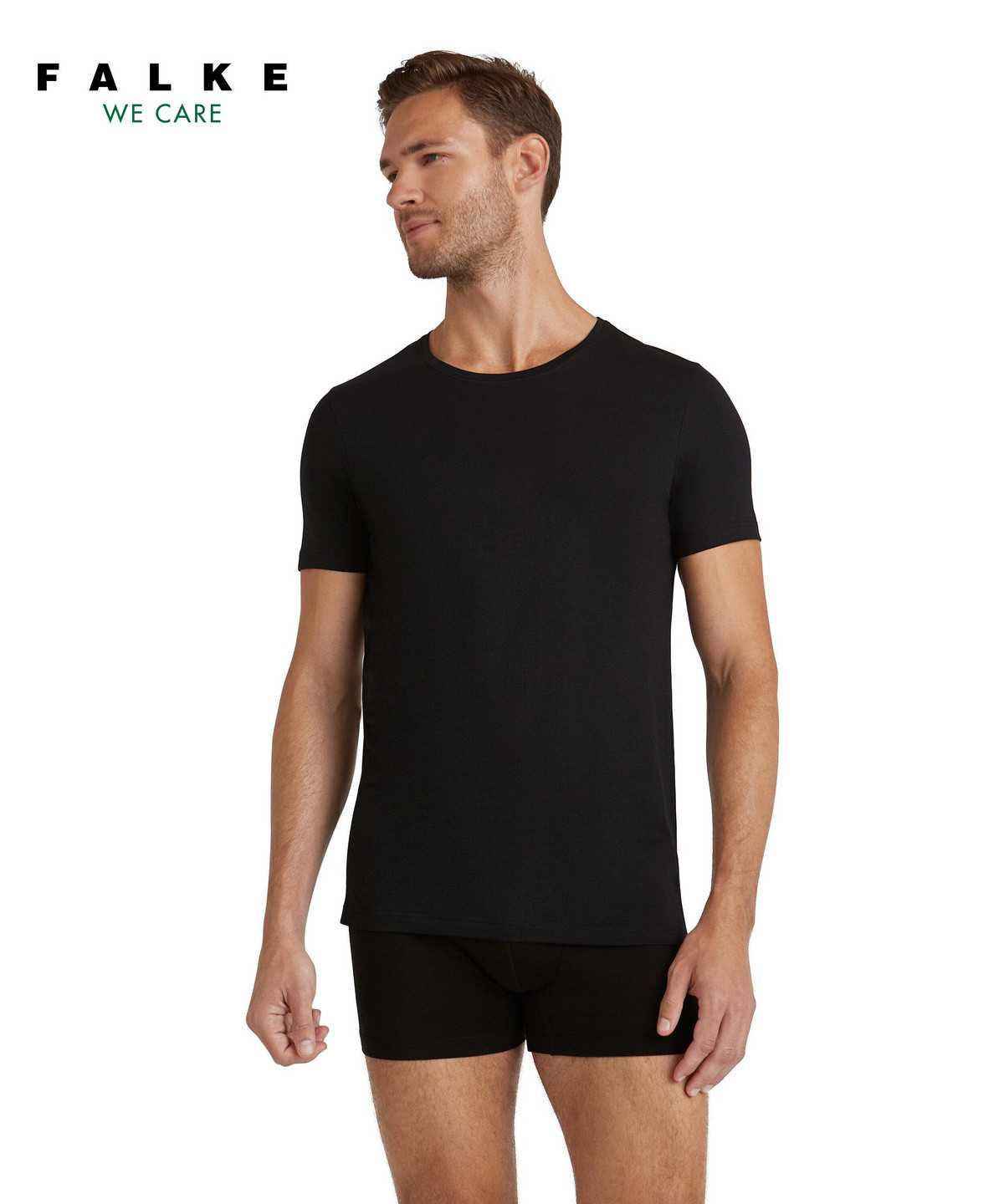 Falke T-Shirt Round-neck Daily Natural Rövid Ujjú Ing Férfi Fekete | FVBJ-12465