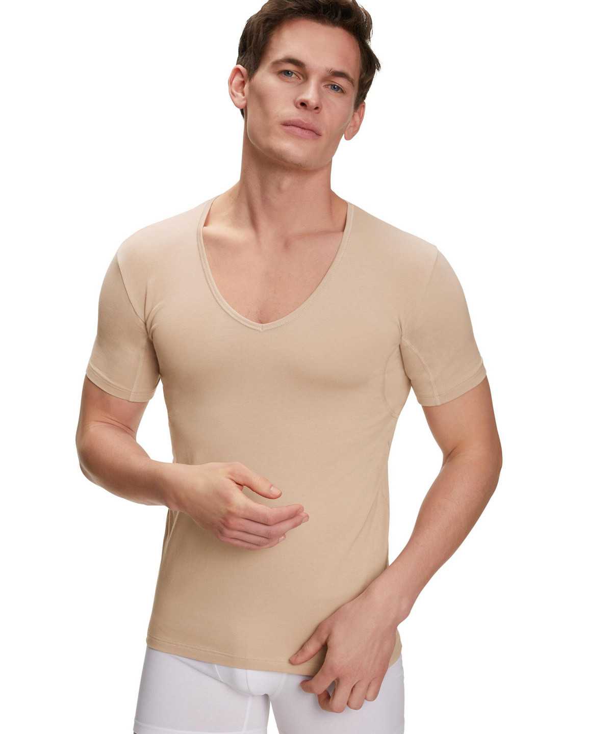 Falke T-Shirt V-neck Daily Climate Control Rövid Ujjú Ing Férfi Barna | UHGO-18029