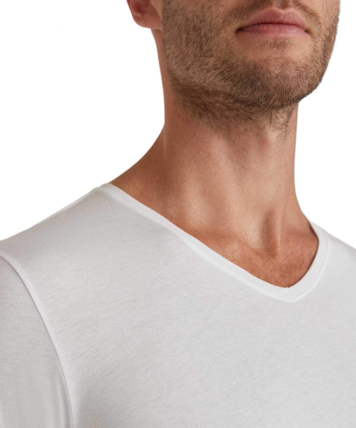 Falke T-Shirt V-neck Daily Natural Rövid Ujjú Ing Férfi Fehér | TJXR-21879