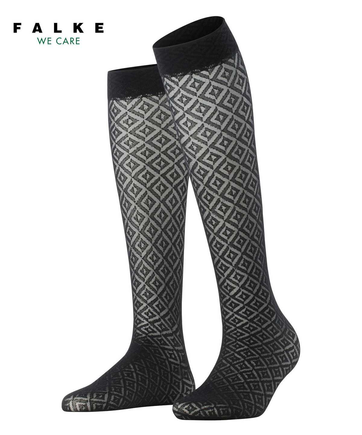 Falke Tessellating 25 DEN Knee-high Socks Zokni Női Fekete | TQCA-09548