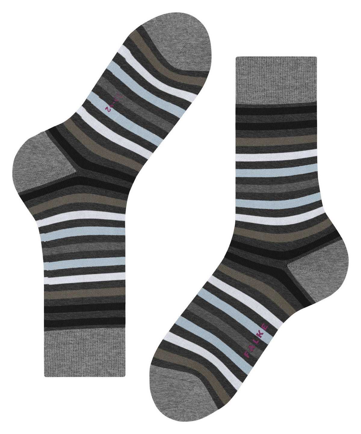 Falke Tinted Stripe Socks Zokni Férfi Szürke | YTEJ-04193